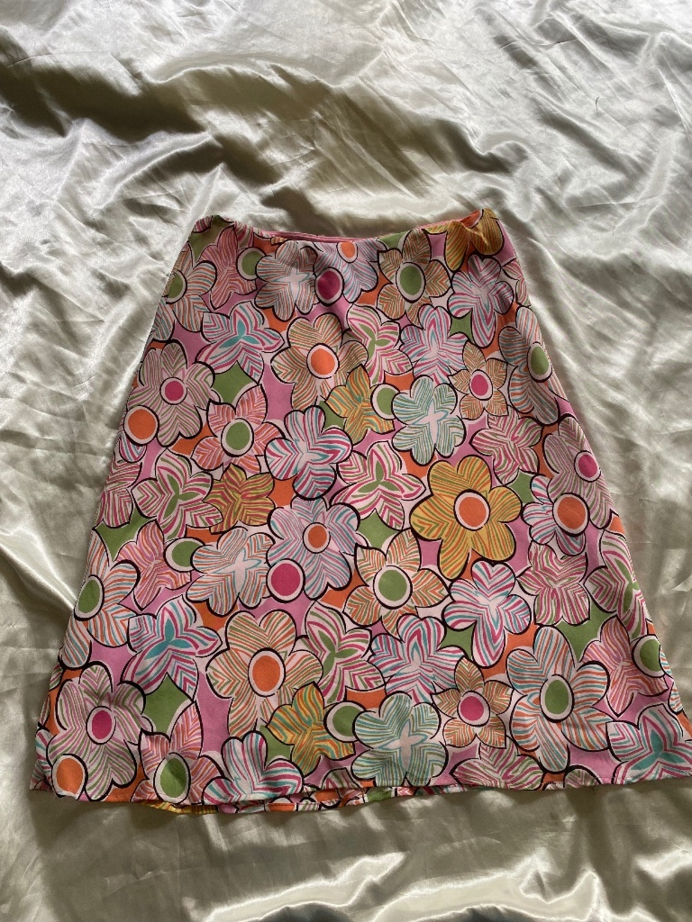 Vintage y2k Floral Psychedelic Midi Skirt Preppy Abstract Multicolor Medium